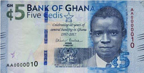 P43 Ghana 5 Cedis Year 2017 (Comm.)